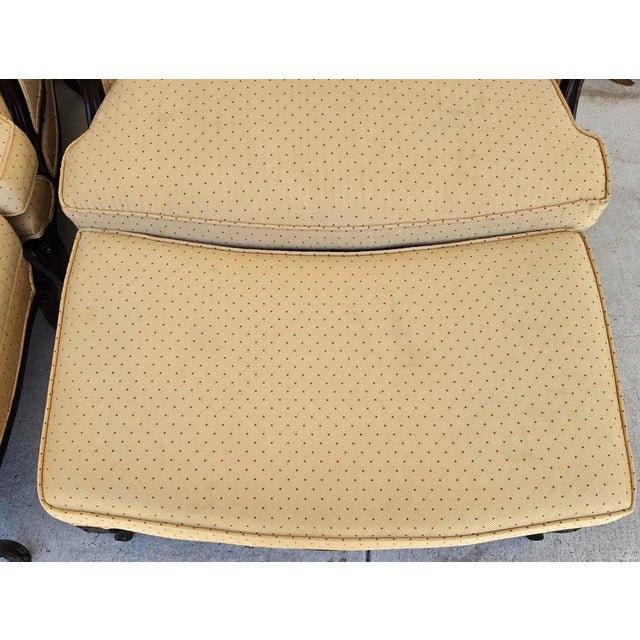 Pierre Deux Style French Country Provincial Bergere Lounge Chairs & Ottoman Pair For Sale - Image 12 of 18