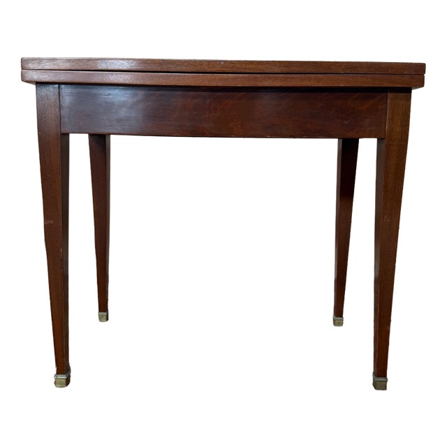 Louis XVI-Directoire Style Folding Games Table in Mahogany and Brass For Sale