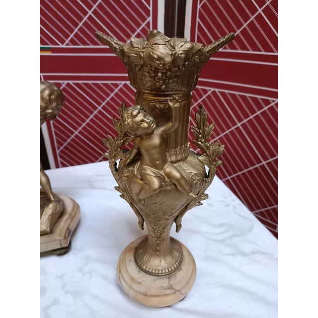 Cream French Napoleon III Bronze Clock For Sale - Image 8 of 18