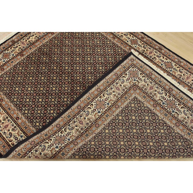 Fine Mood Rug 5’6” X 7’8” Blue Wool Vintage Hand-Knotted Carpet For Sale - Image 12 of 13