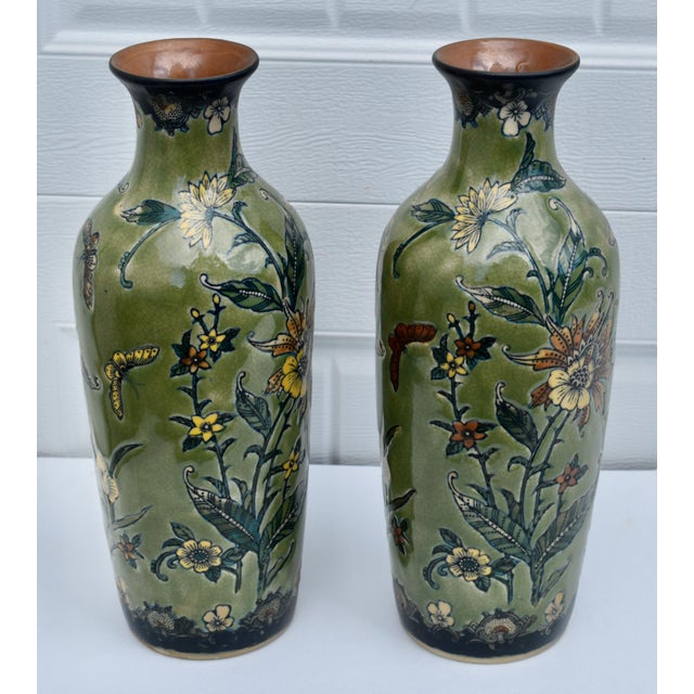 Vtg. Pair of Baum Bros Formalities Vase W/Floral & Butterfly Details For Sale - Image 12 of 14
