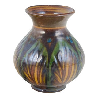 Vintage Stoneware Vase with Stylised Plant Motif from Kähler, 1930s For Sale
