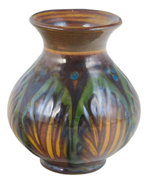 Vintage Stoneware Vase with Stylised Plant Motif from Kähler, 1930s