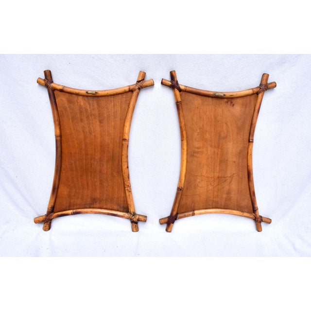 Vintage Bamboo Rattan Wall Mirrors/ Pair For Sale In Philadelphia - Image 6 of 7