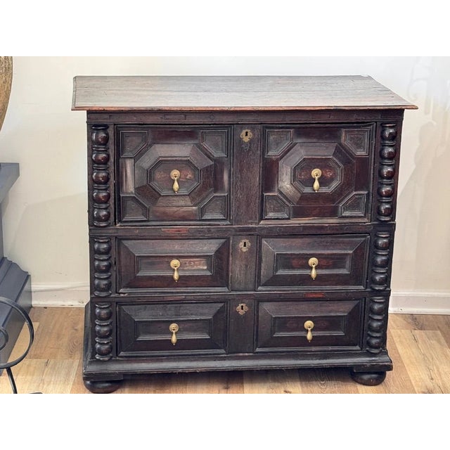 Traditional 18th Century Charles II Style Joined Oak Chest of Drawers For Sale - Image 3 of 9