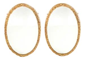 Hollywood Regency Gilt Wood Framed Beveled Wall Mirrors - a Pair