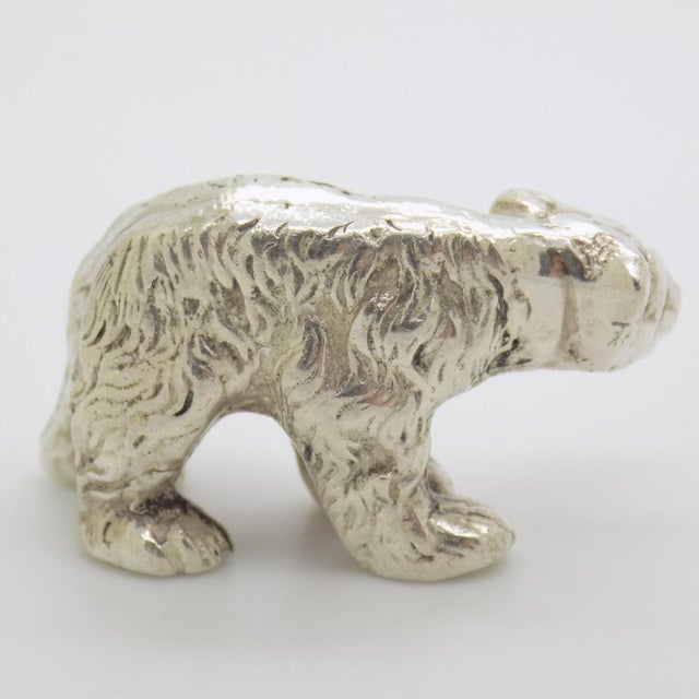 Vintage Italian Handmade Silver Polar Bear Figurine Sculpture, Milan, Italy, 1970s For Sale - Image 4 of 12
