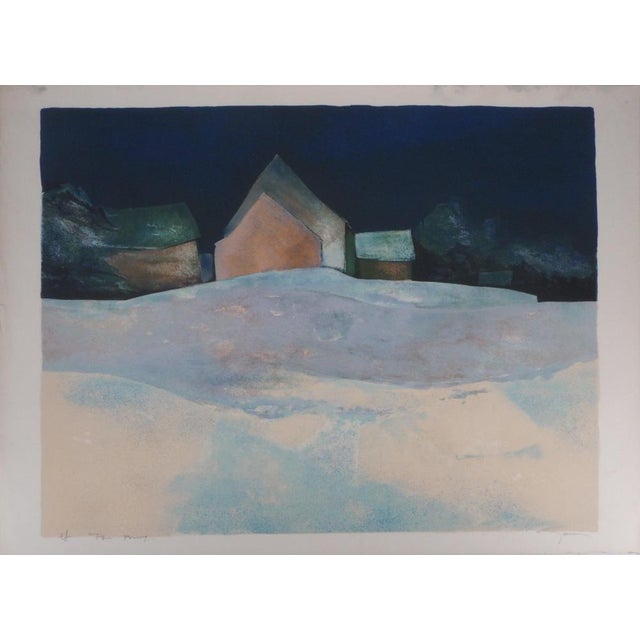 Claude Gaveau, Snowy Landscape at Night, Lithograph For Sale - Image 6 of 6