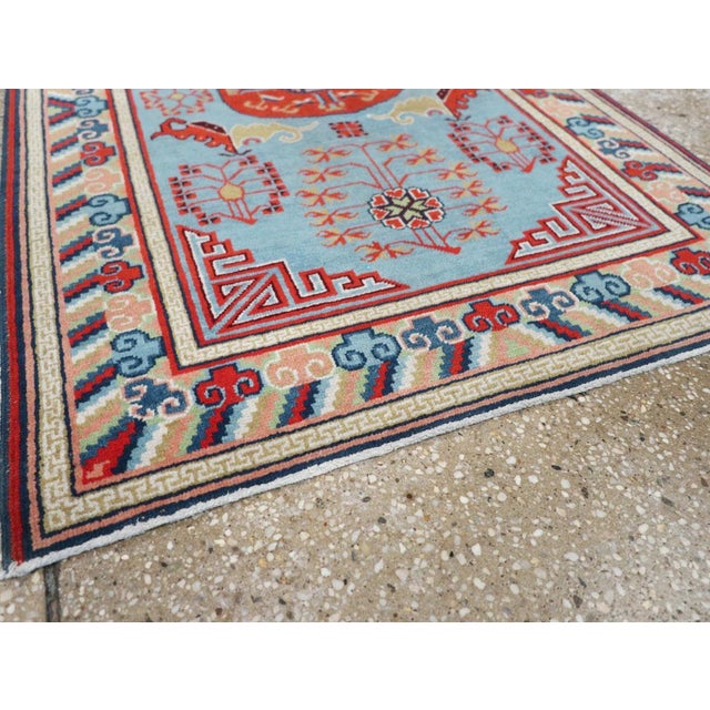 Galerie Shabab Collection Mid-20th Century East Turkestan Khotan Throw Rug For Sale In New York - Image 6 of 8