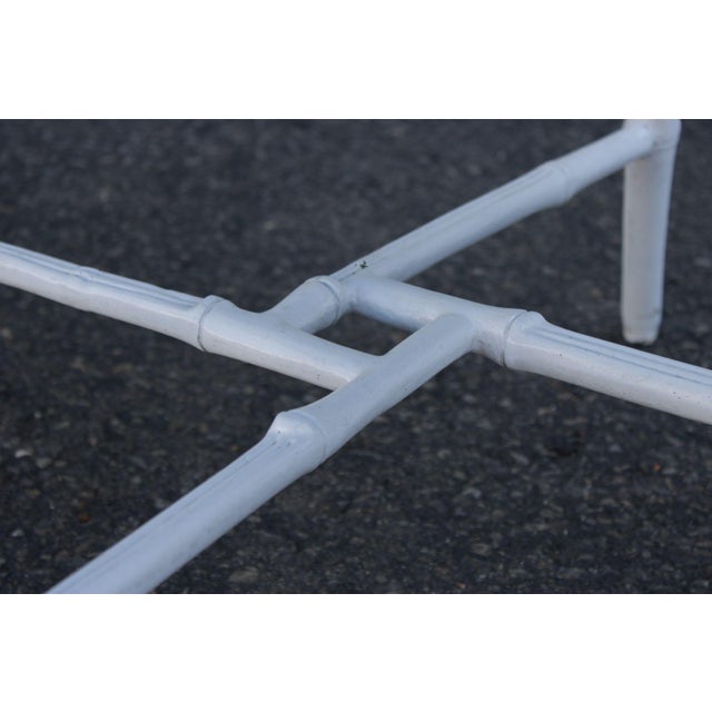 Faux Bamboo Vintage Set Of Four Cast Aluminum Patio Garden Dining Chairs For Sale - Image 10 of 12