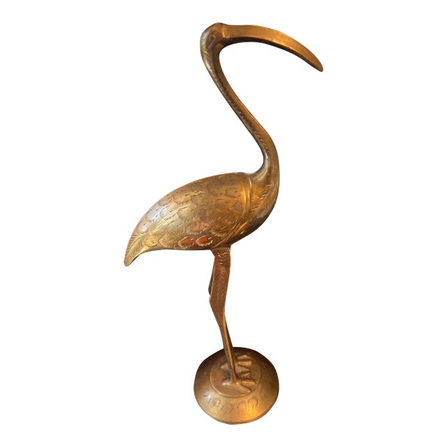1970s Brass Crane Ibis Sculpture For Sale