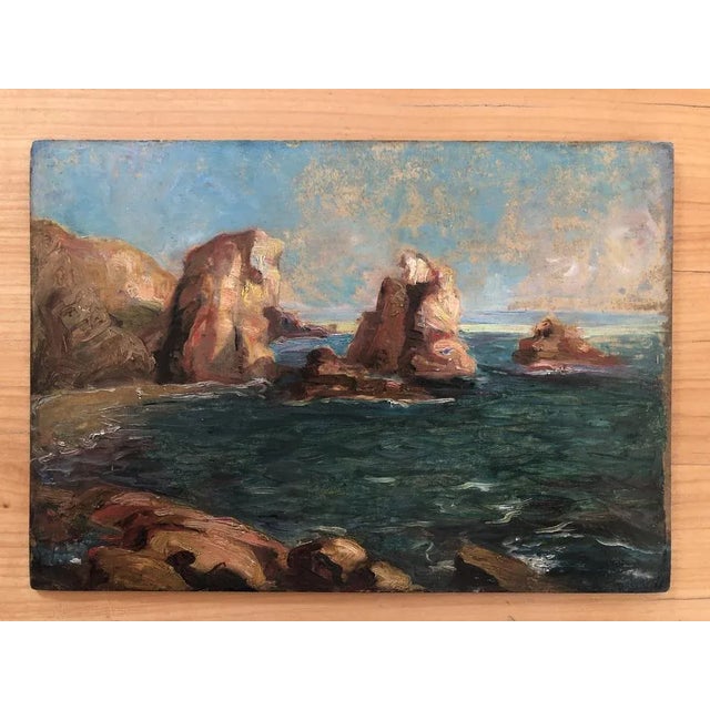 Rocky Landscape, 1890s, Oil & Cardboard, in Flawless conditions. Designed 1890 to 1919 This piece has an attribution mark,...
