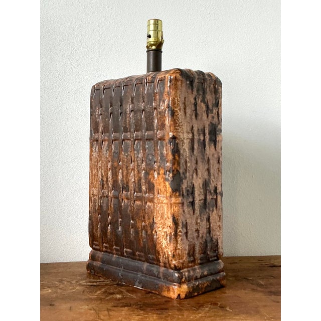 Mid-Century Modern Vintage Boho Monumental Ceramic Weave Lamp For Sale - Image 3 of 12