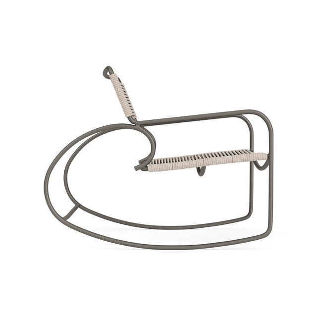 Contemporary Brown Jordan Walter Lamb Rocking Chair, Mica frame with Pebble fabric For Sale - Image 3 of 12