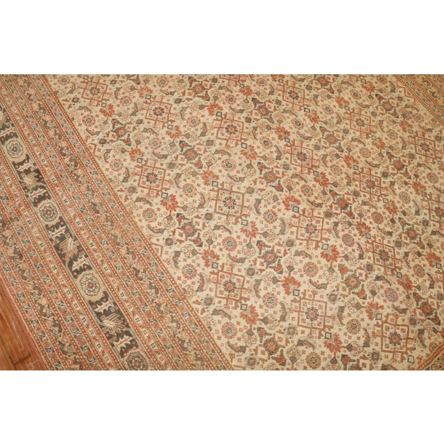 Persian Zabihi Collection Antique Persian Tabriz Rug For Sale - Image 3 of 18