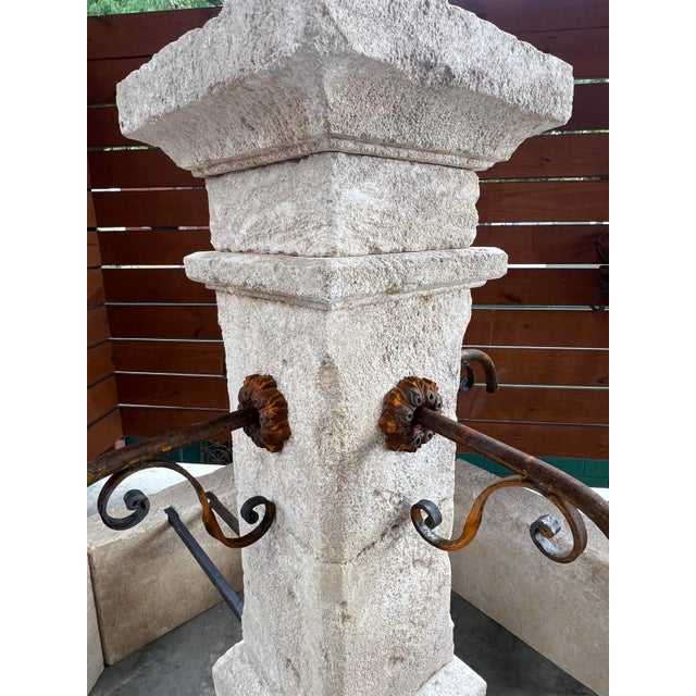 Cream Auriol French Limestone Octagonal Center Fountain From Provence For Sale - Image 8 of 12