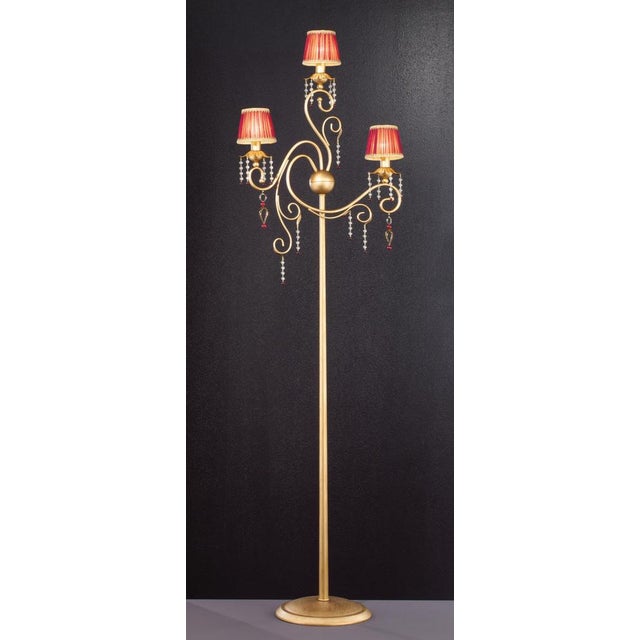Fenice Gold 3 Lights Floor Lamp in Montecarlo Gold and Cut Glass by Aggiolight. Dimensions: D 53 x H 182 cm. Materials:...