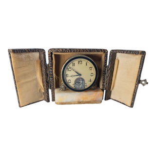 20th Century Art Deco Style Miniature Swiss Desk Clock "Le Petite Forgeron" Attributed to Fabr Suisse For Sale
