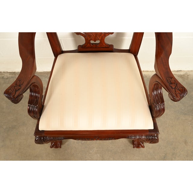 Brown Baker Furniture Style Chippendale Carved Mahogany Dining Chairs, Set of Ten For Sale - Image 8 of 16