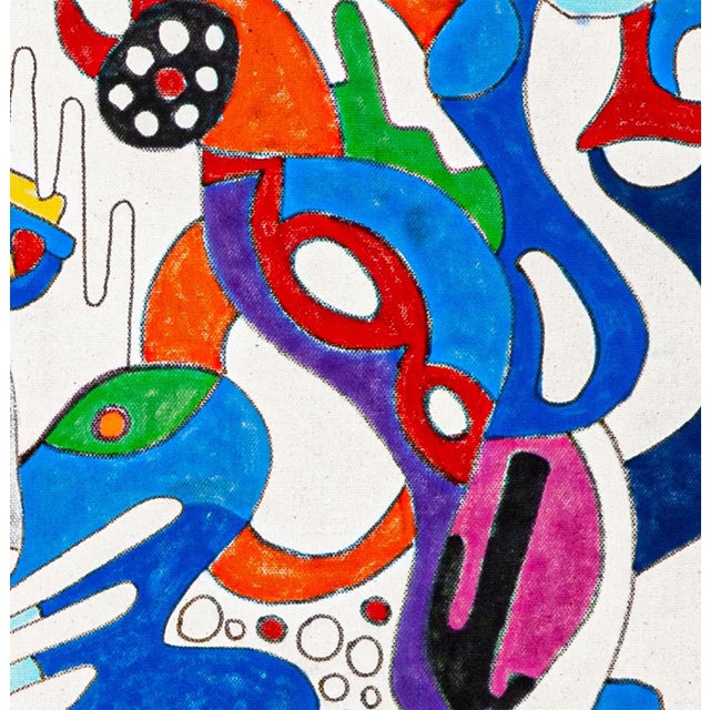"The Aquarium" Tall Abstract Painting Created With Oil Markers on Canvas in 2021 For Sale - Image 4 of 8