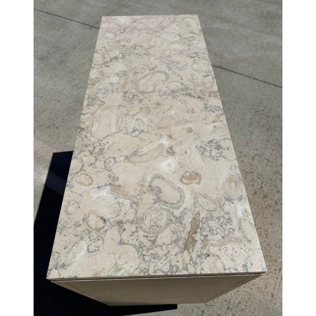 Vintage Marble and Gold Leaf Credenza Bar Cabinet For Sale - Image 9 of 14