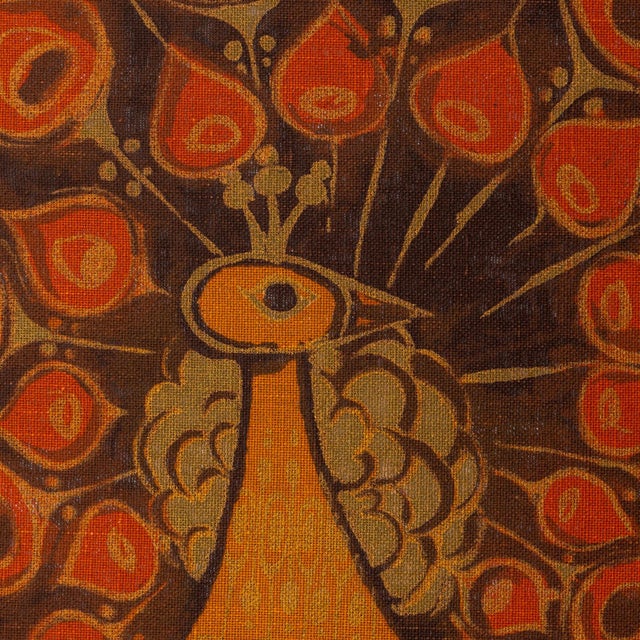 Mid-Century Modern Vintage Danish Wall Hanging with Peacock by Hans Jürgen Schöbel for Södahl, 1960s For Sale - Image 3 of 6