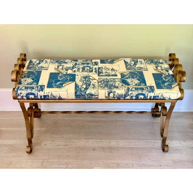 Mid 20th Century Vintage French Provincial Style Bench For Sale - Image 9 of 12