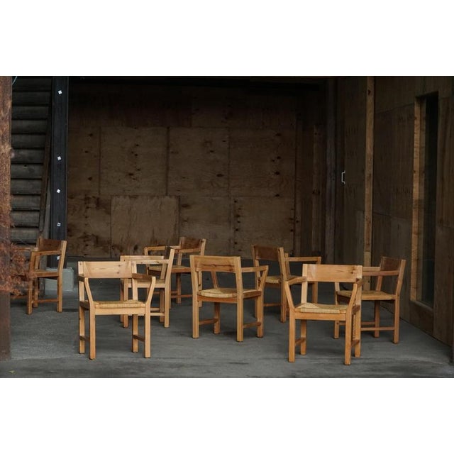 Beautiful set of eight Danish Mid-Century dining chairs designed by Tage Poulsen and produced by Gramrode Møbelfabrik,...