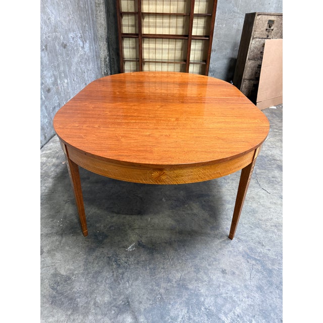 Wood Large Custom Extendable Custom Federal Style Mahogany Dining Table With Inlay by Johns Congdon 150" For Sale - Image 7 of 17