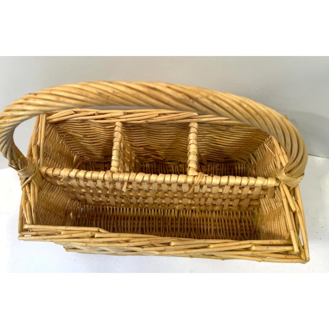 Vintage Wicker Cutlery Basket For Sale - Image 4 of 7