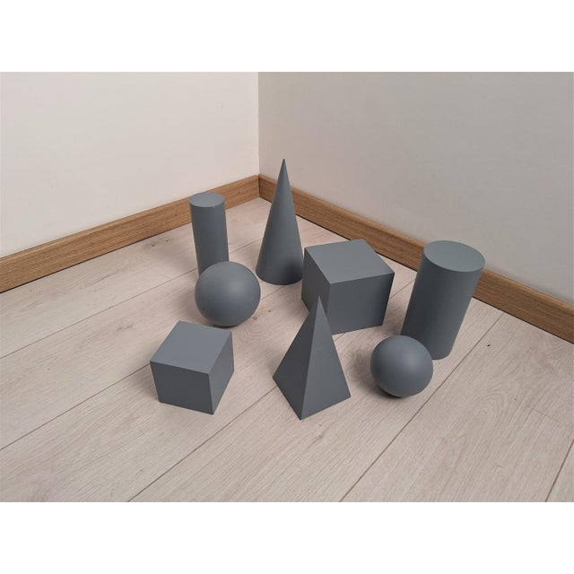 Wooden Geometric-Shape Ornaments in Light Blue Lacquer from Molteni, 1990s, Set of 8 For Sale - Image 9 of 14