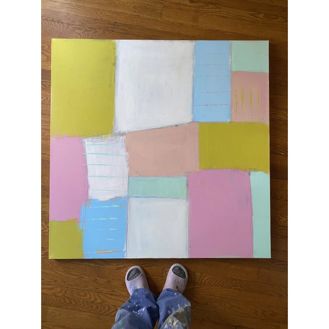Acrylic on canvas, 48 x 48 x 1.5. Edges painted pale gray, back wired (as show, though can be hung in any orientation),...