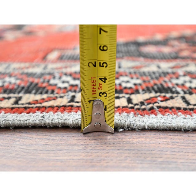 1960 3'10"x6' Coral Red Vintage Persian Heriz Hand Knotted Worn Down Pure Wool Rug For Sale In New York - Image 6 of 7