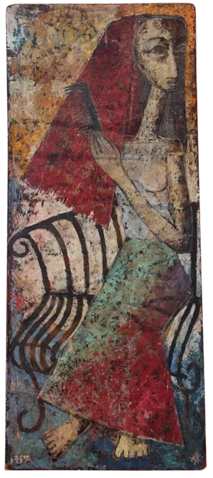 "Mexican Woman" Abstract Impressionist Oil Painting Dated 1959