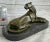 Modern Handcrafted Henry Moore Mountain Lion Bronze Sculpture Marble Base Figurine For Sale - Image 3 of 10