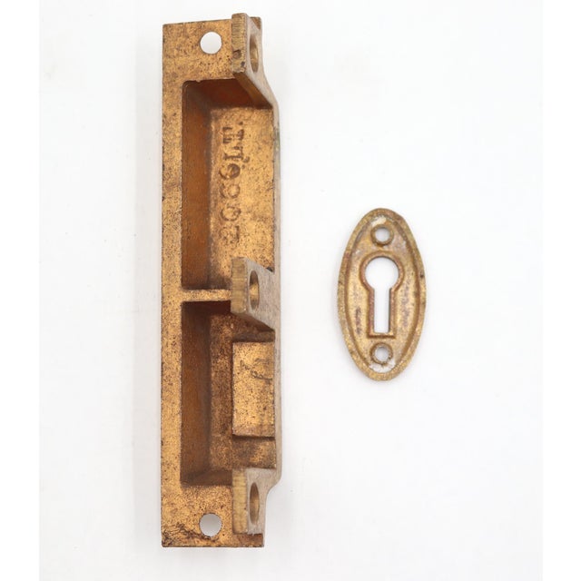 Metal Antique Norwalk Solid Brass Door Rim Lock & Knob For Sale - Image 7 of 7