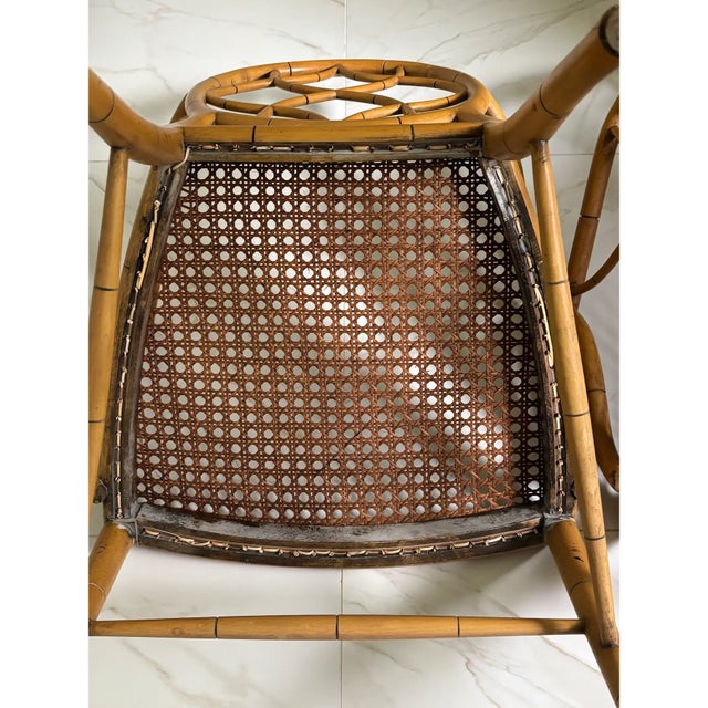 Vintage Palm Beach Style English Faux Bamboo Oval Back Armchairs - A Pair For Sale - Image 12 of 15