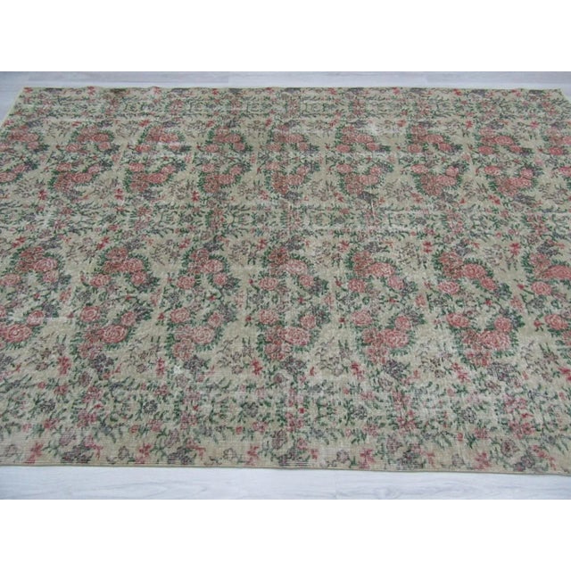 Traditional 1960s Vintage Turkish Floral Rug - 6′11″ × 10′5″ For Sale - Image 3 of 6