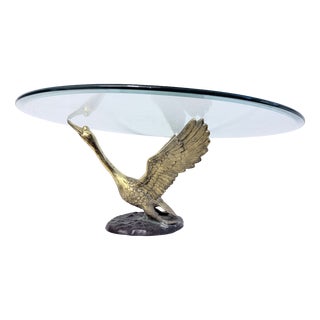 Hollywood Regency Swan Metal Coffee Table, 1960s For Sale