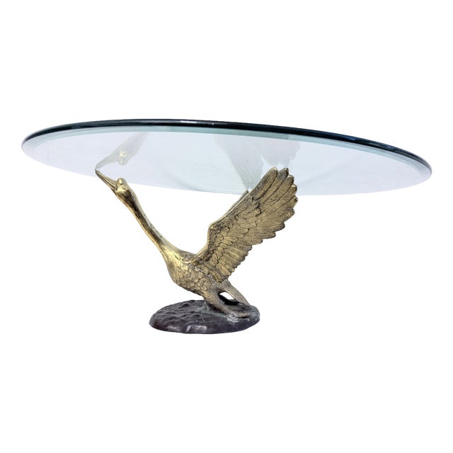 Hollywood Regency Swan Metal Coffee Table, 1960s For Sale
