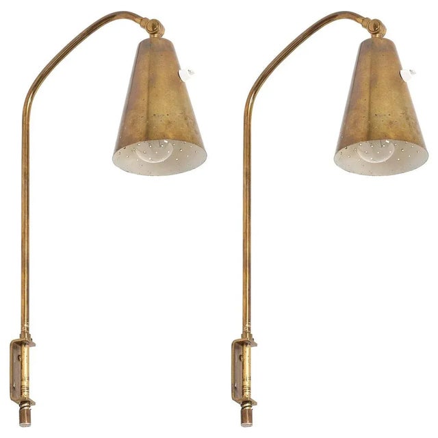 Brass Wall Lamps attributed to Alf Svensson, Sweden, 1950s, Set of 2 For Sale - Image 10 of 10