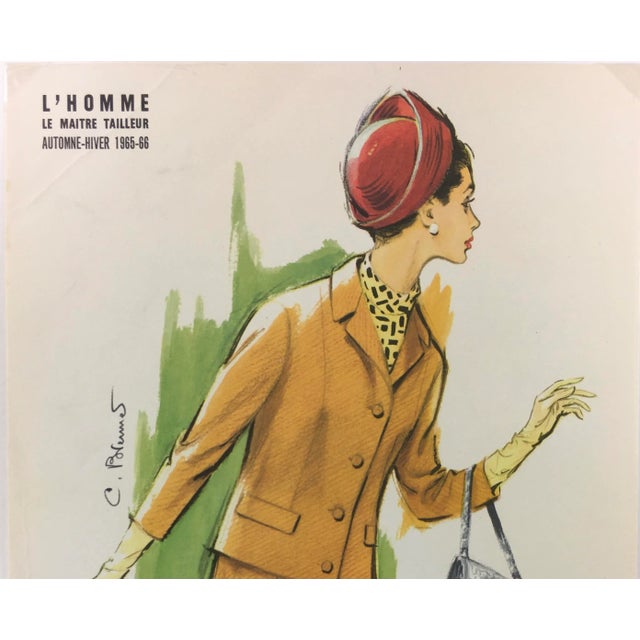 French Vintage French Sketch of Autumn-Winter Season Fashion For Sale - Image 3 of 5