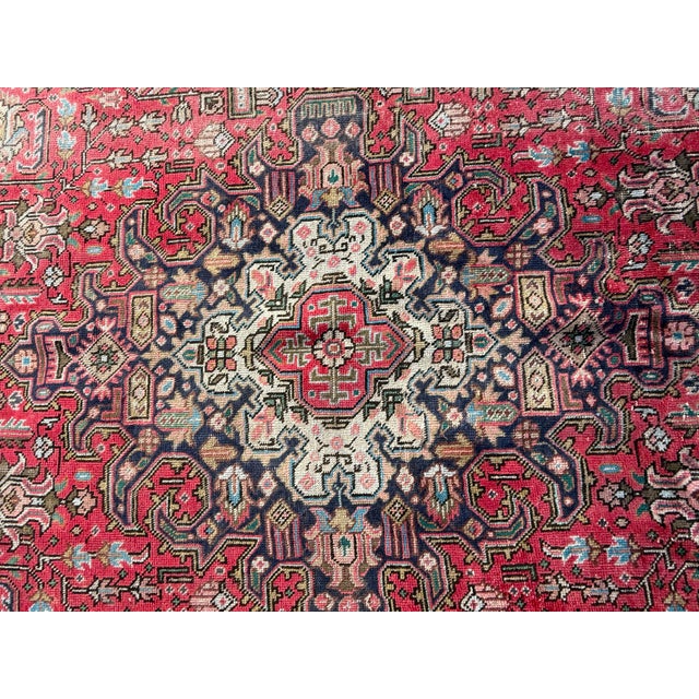 Red 9ft 6in × 12ft 7in Persian Tabriz Hand-Knotted Wool Area Rug For Sale - Image 8 of 11