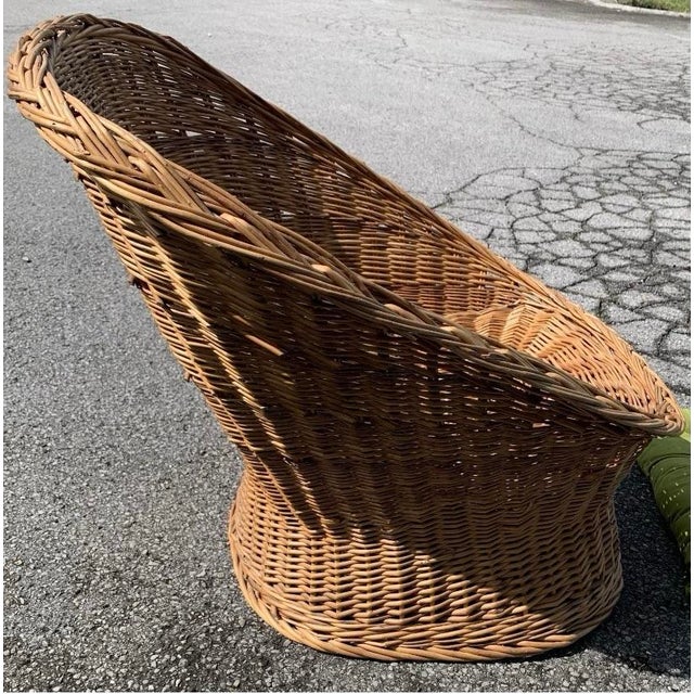 Brown Vintage Wicker Boho, Coastal Accent Egg Chair For Sale - Image 8 of 9