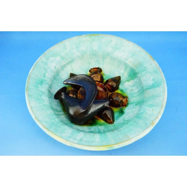Modernist Art Ceramic Majolica Plate attributed to Jerome Massier, Vallauris, France, 1960s For Sale - Image 13 of 18