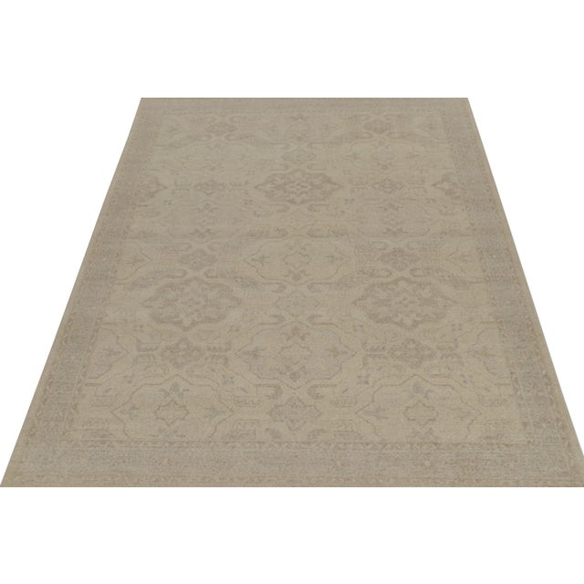 2010s Rug & Kilim’s Distressed Tribal Style Rug in Greige Geometric Patterns For Sale - Image 5 of 7