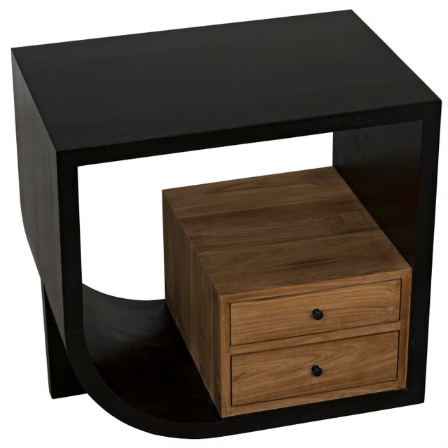 Not Yet Made - Made To Order Burton Left Facing Side Table in Hand Rubbed Black and Teak For Sale - Image 5 of 11
