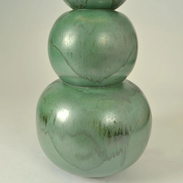Large Seagreen Ceramic Floor Lamps attributed to Kaiser Leuchten, 1980s, Set of 2 For Sale - Image 6 of 11