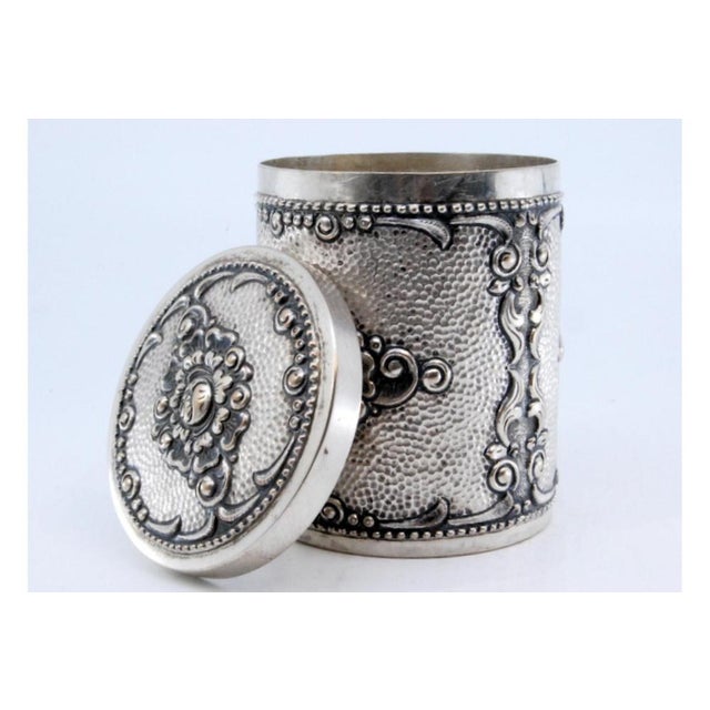 Embossed and Hammered Silver Tea Box For Sale - Image 6 of 11