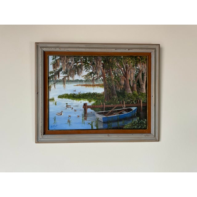 American Jaon Swanson Florida Highwaymen - Style Tropical Landscape Acrylic on Canvas Painting, Framed For Sale - Image 3 of 12